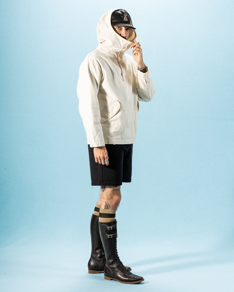 Black Sign Military Back Satin Hooded Deck Shirt - Sand White - Standard & Strange