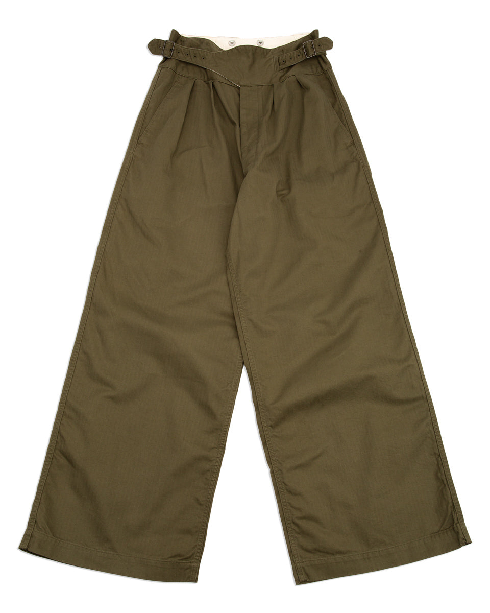 Black Sign Military Herringbone Wide Gurkha Pants - Soldier Green - Standard & Strange