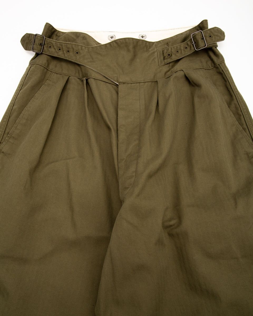 Black Sign Military Herringbone Wide Gurkha Pants - Soldier Green - Standard & Strange