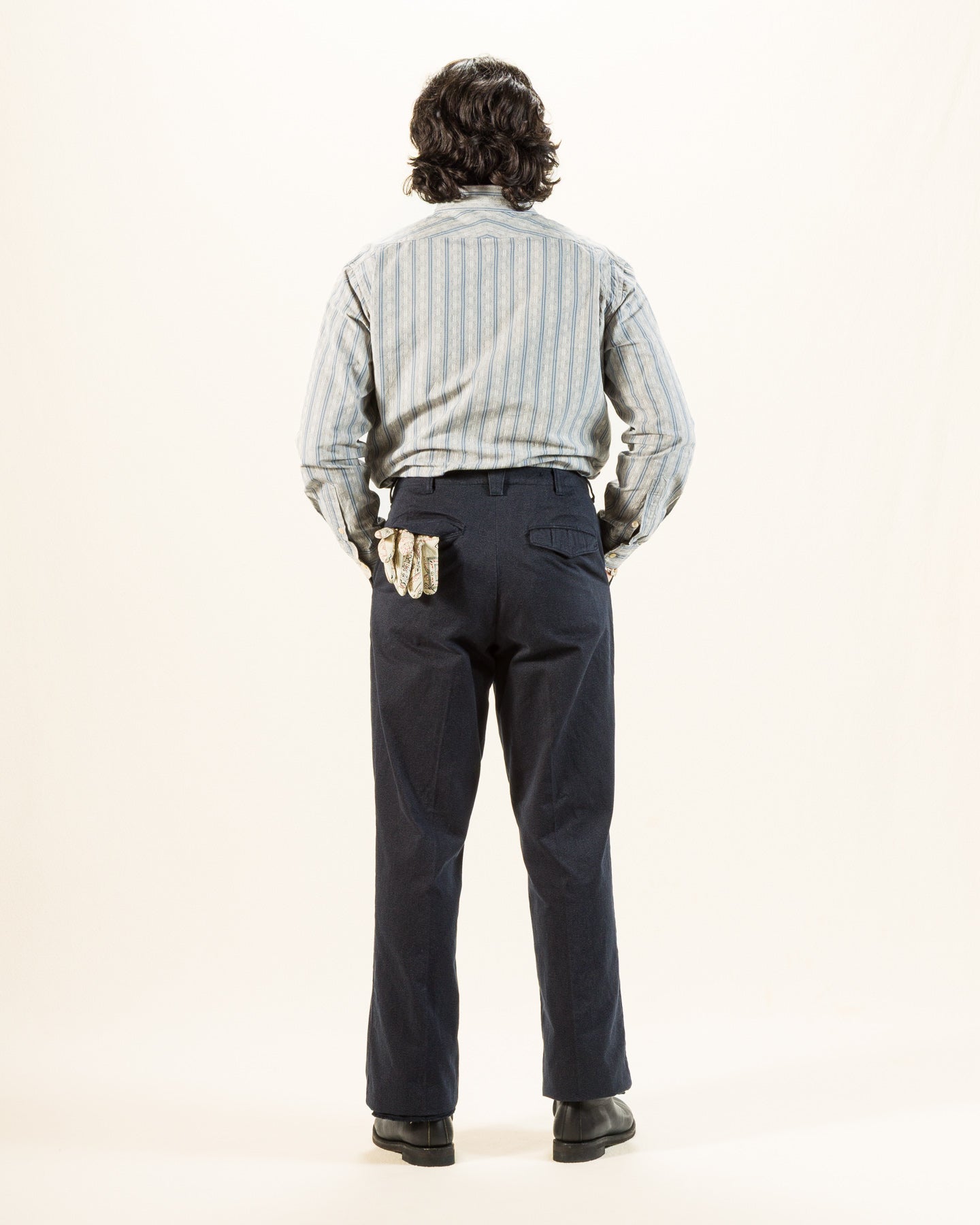 Black Sign Mock Twist Yarn Officer Trousers - Blue Fog - Standard & Strange