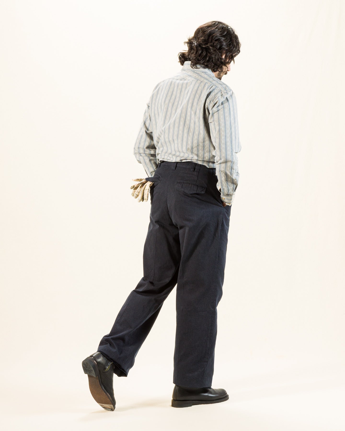 Black Sign Mock Twist Yarn Officer Trousers - Blue Fog - Standard & Strange