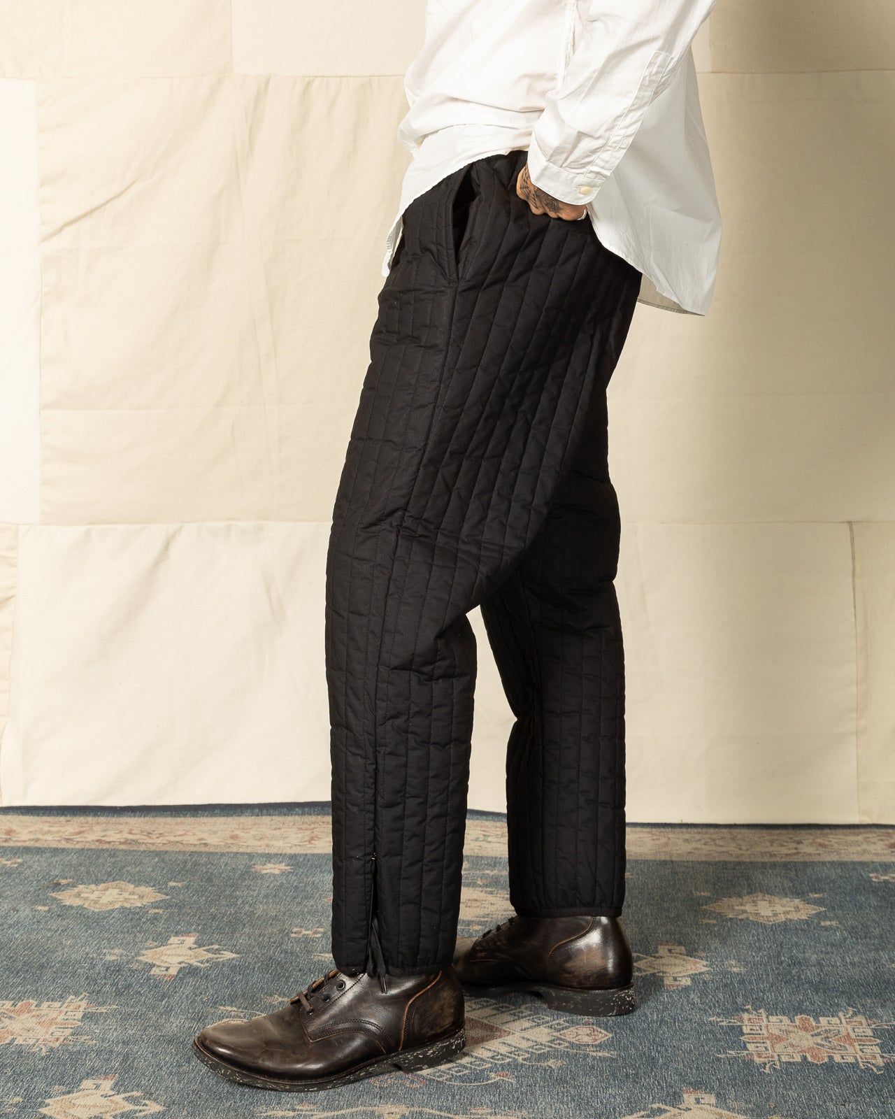 Black Sign Oiled Quilting Athletic Pants - Oiled Black - Standard & Strange