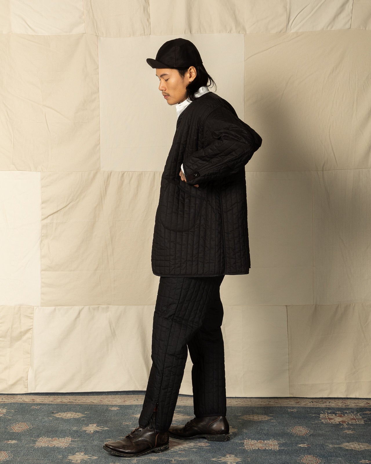 Black Sign Oiled Quilting Liner Jacket - Oiled Black - Standard & Strange