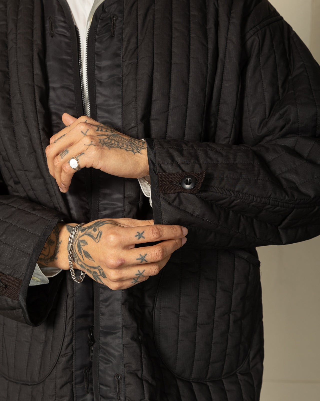 Black Sign Oiled Quilting Liner Jacket - Oiled Black - Standard & Strange