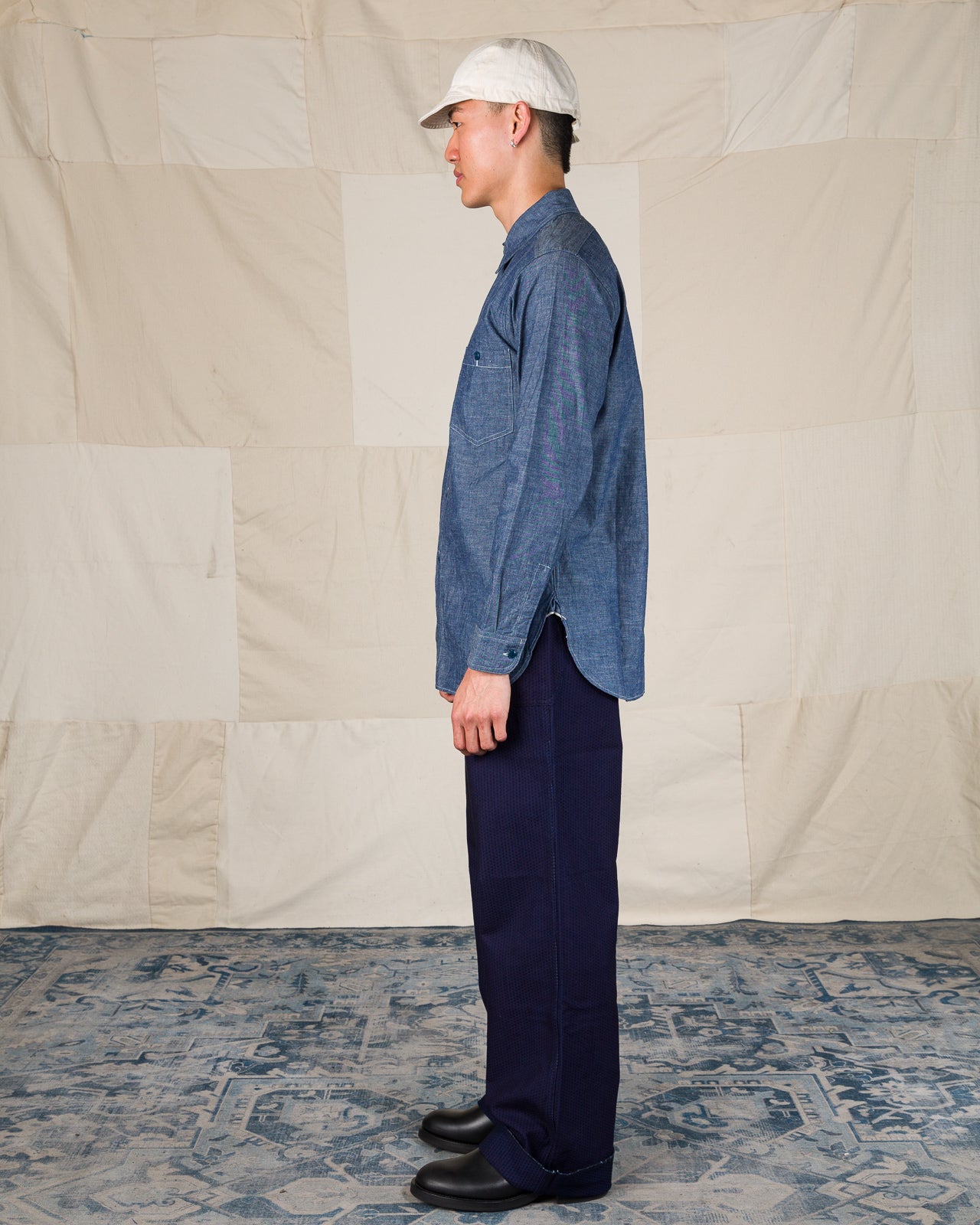 Black Sign Open Pocket Working Chambray Shirt - Light Blue - Standard & Strange