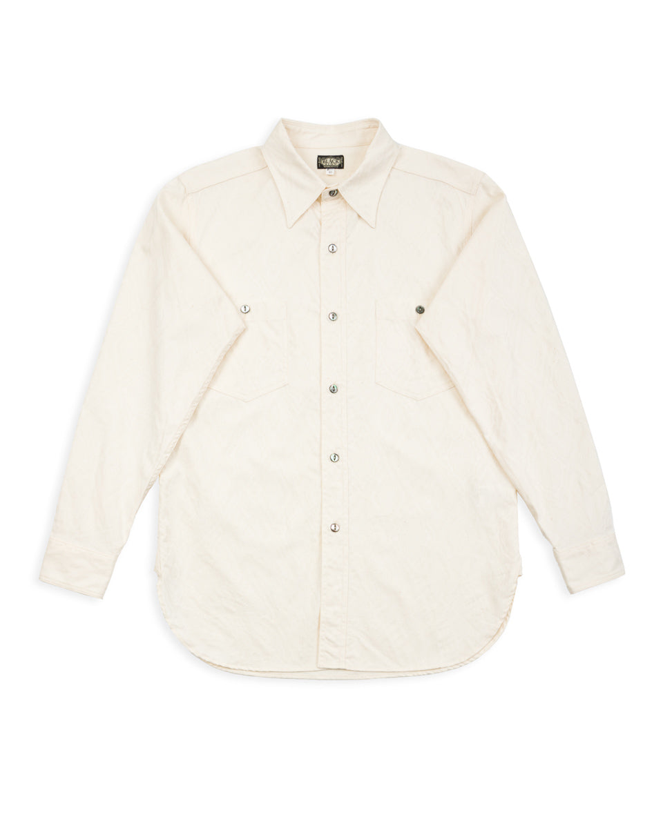 Black Sign Persian Pattern Jacquard Open Pocket Work Shirt - Salt White - Standard & Strange