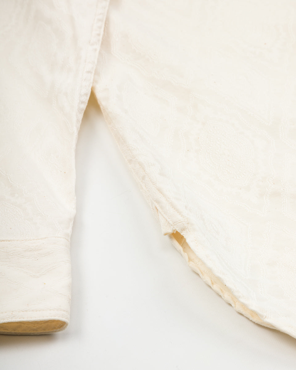 Black Sign Persian Pattern Jacquard Open Pocket Work Shirt - Salt White - Standard & Strange