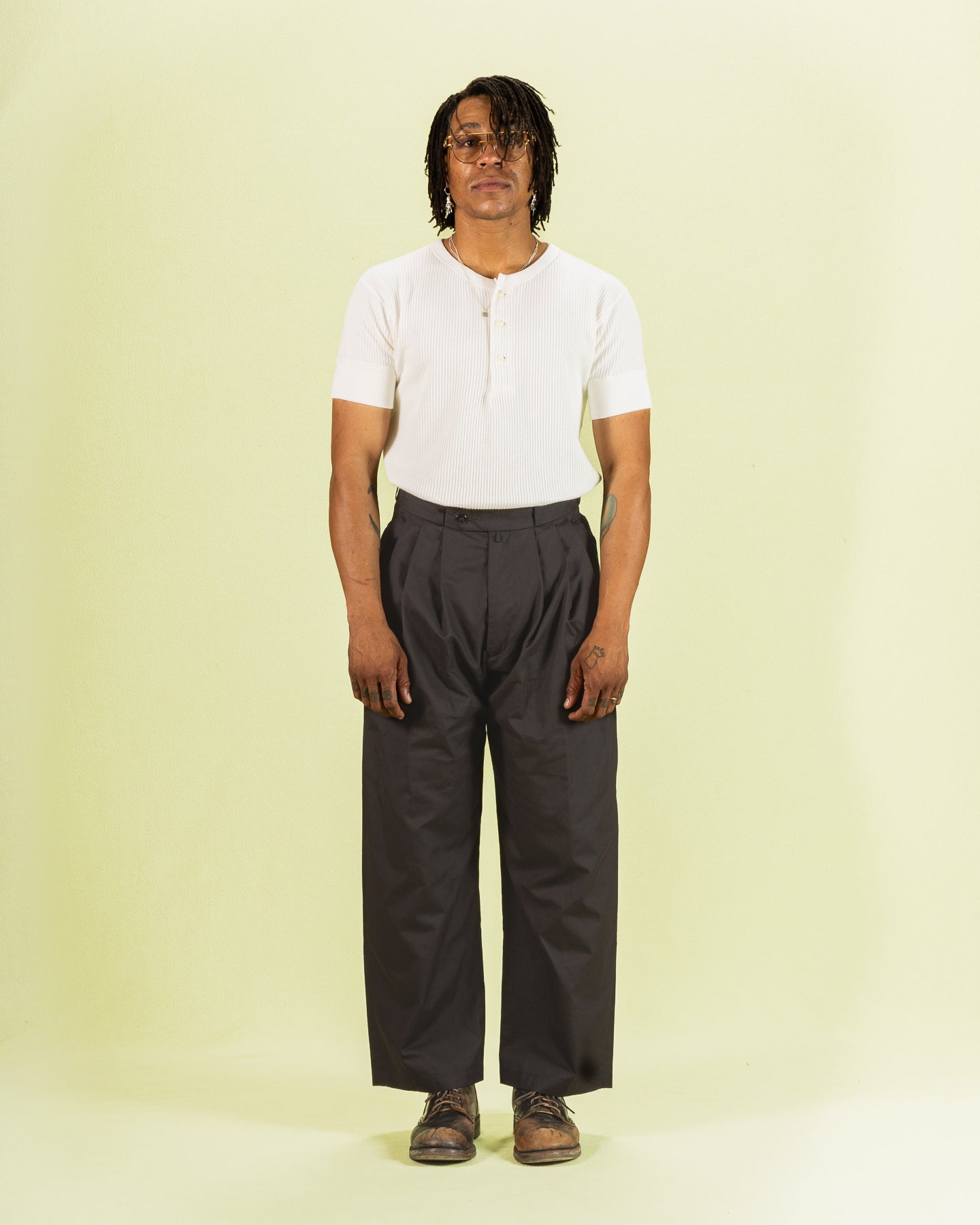 Black Sign Railroad Knit S/S Amish Underwear - Salt White - Standard & Strange