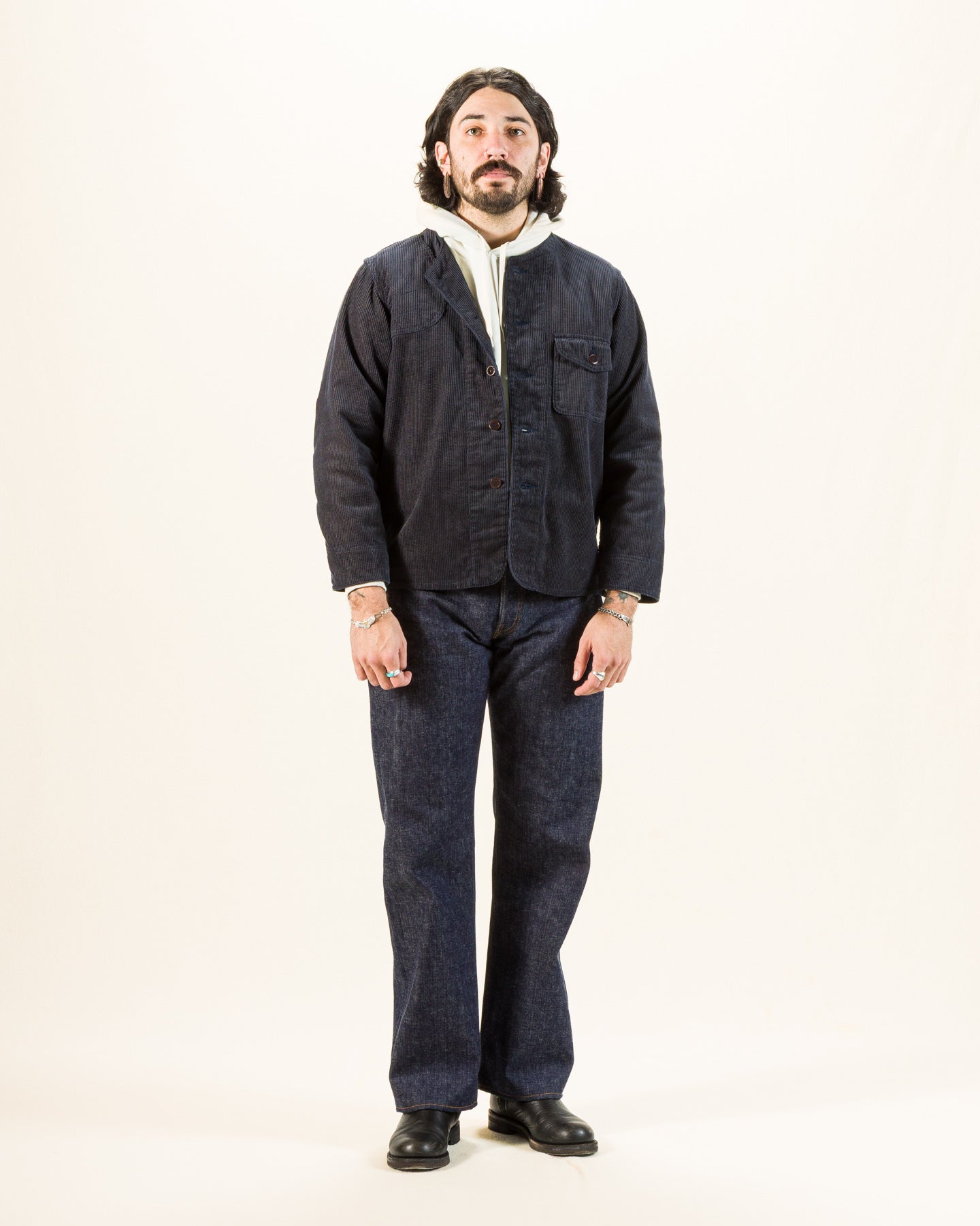 Black Sign Ripple Cord Aim Jacket - Deep Sea Navy - Standard & Strange