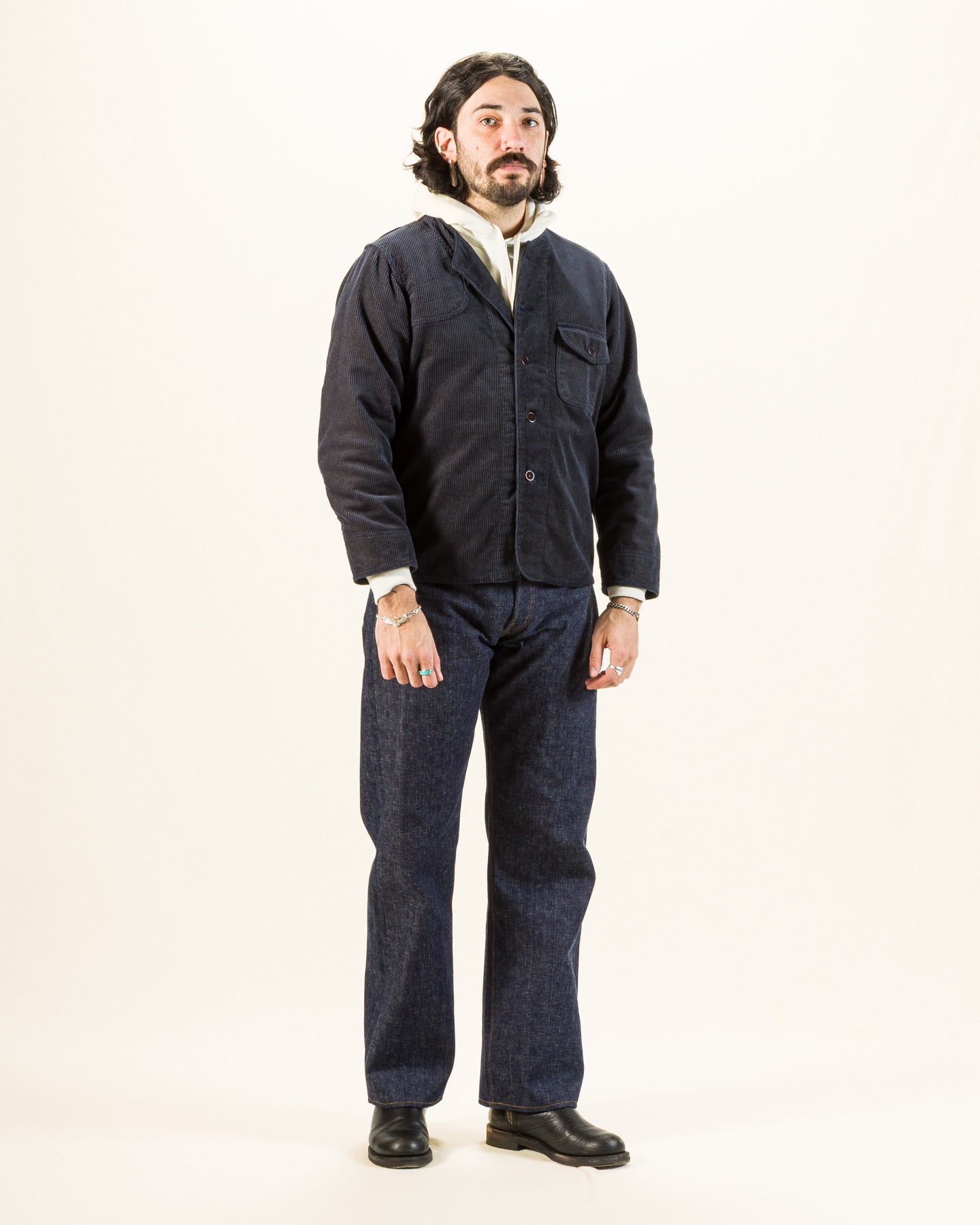Black Sign Ripple Cord Aim Jacket - Deep Sea Navy - Standard & Strange