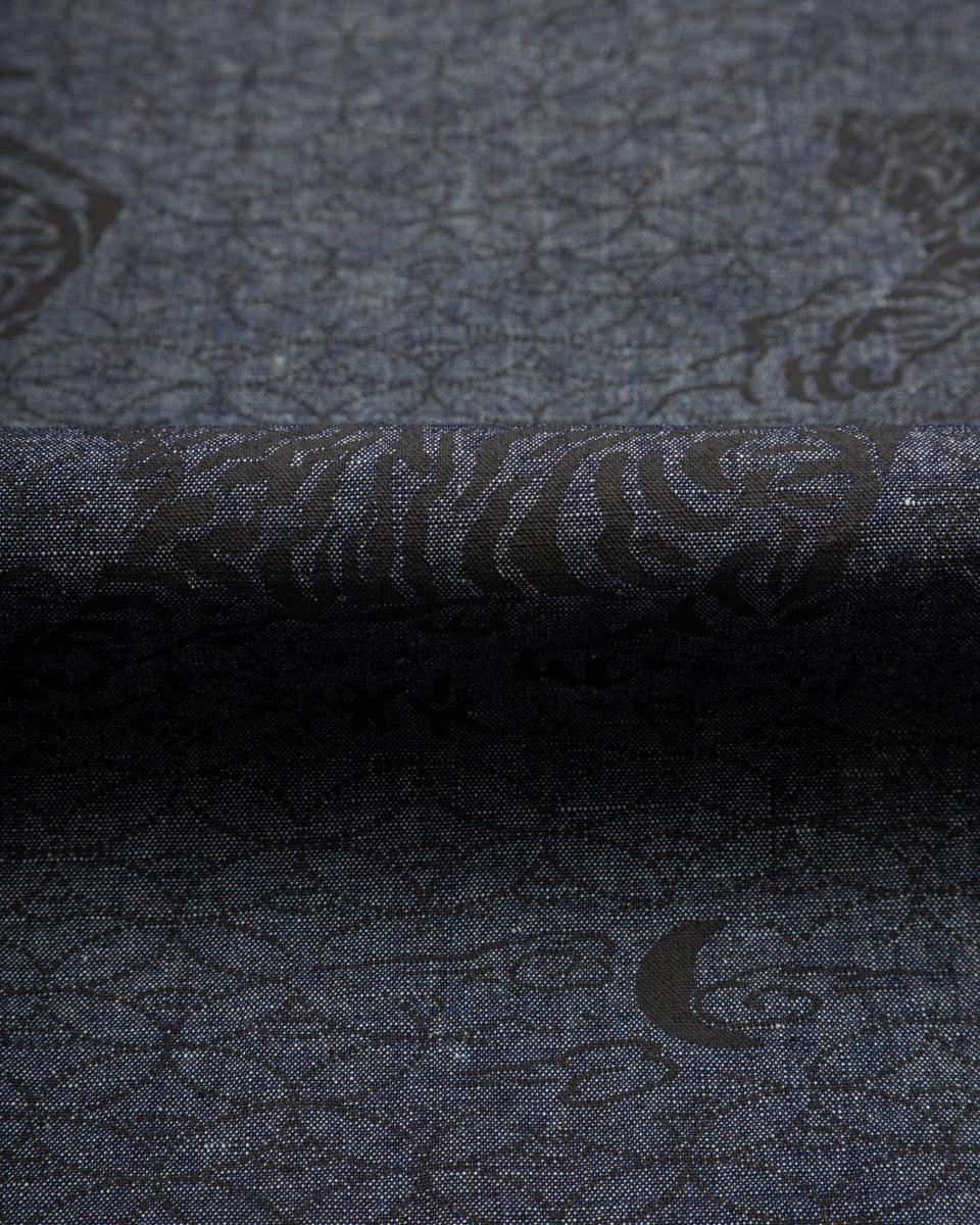 Black Sign Tiger & Crescent Moon Adjustable Waist Trousers - Deep Indigo - Standard & Strange