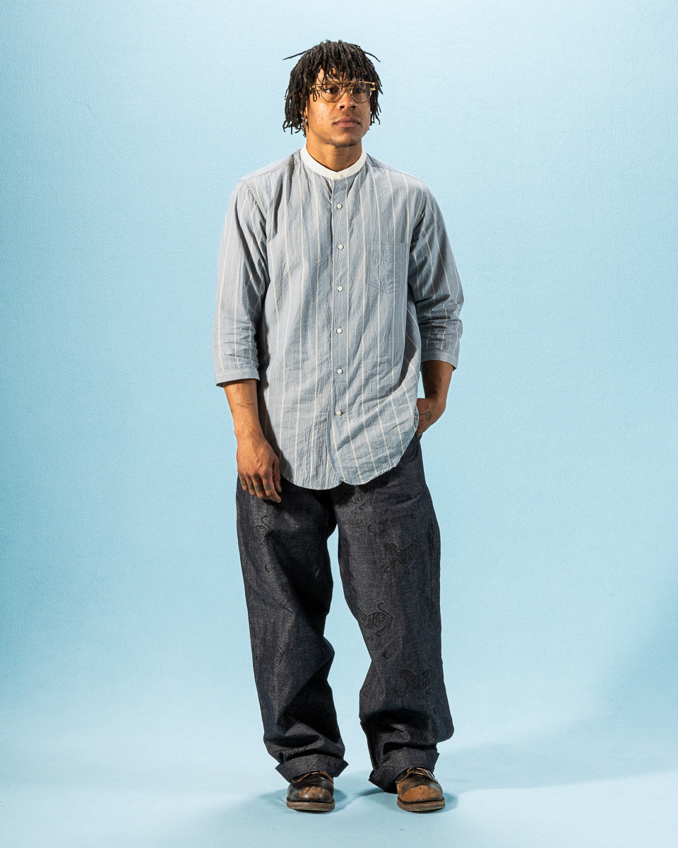 Black Sign Tiger & Crescent Moon Adjustable Waist Trousers - Deep Indigo - Standard & Strange