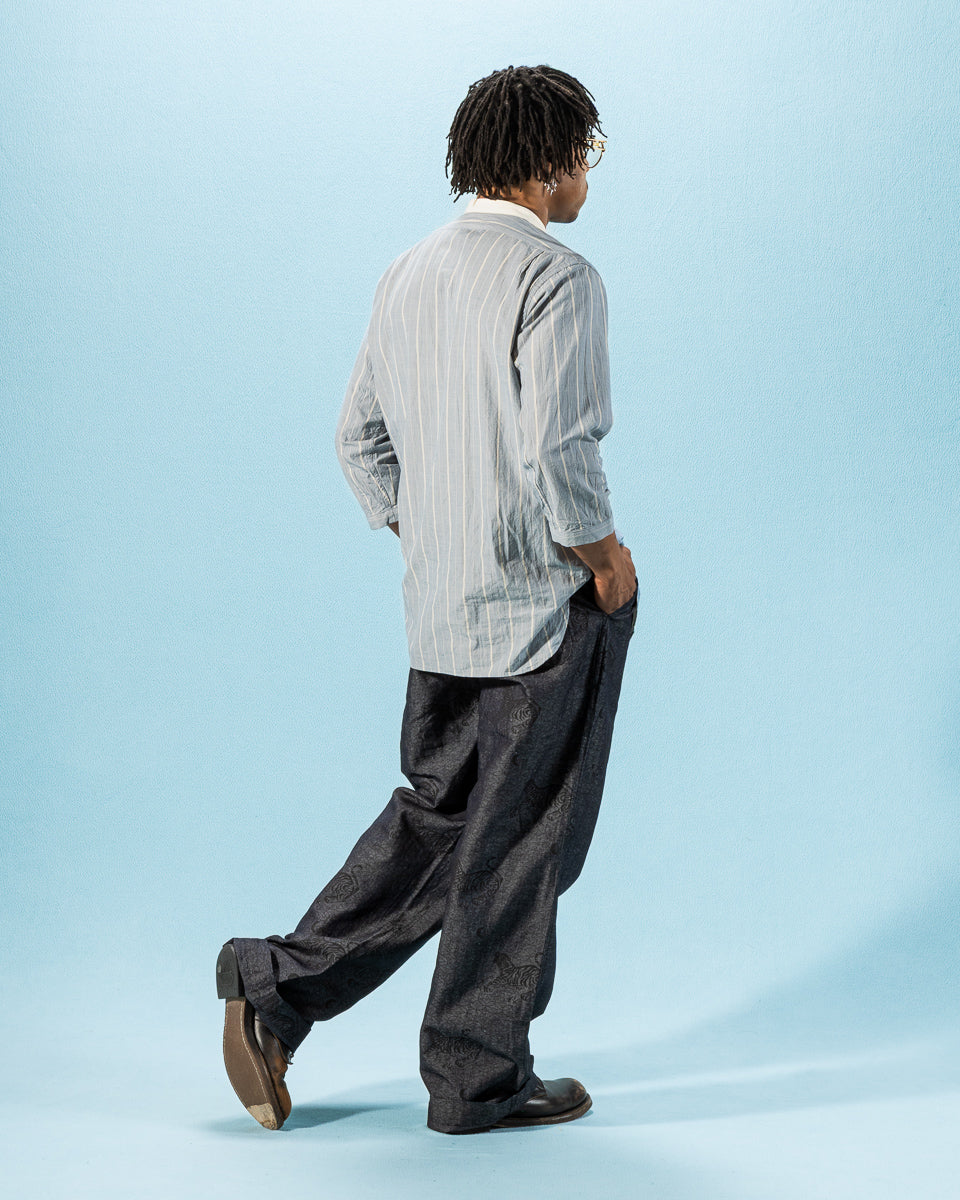 Black Sign Tiger & Crescent Moon Adjustable Waist Trousers - Deep Indigo - Standard & Strange