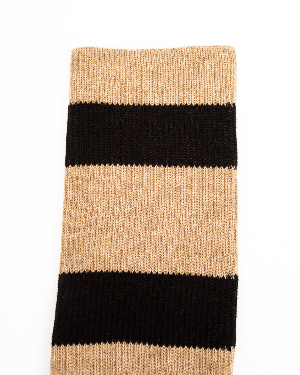 Black Sign Wide Border BS Fit Boot Socks - Midnight Black x Mud Beige - Standard & Strange