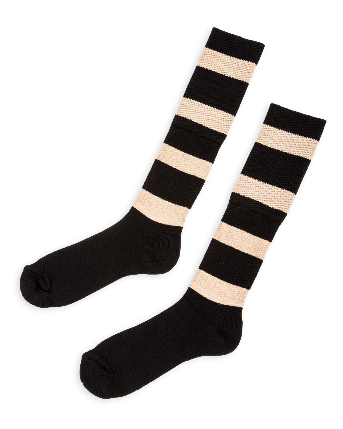 Black Sign Wide Border BS Fit Boot Socks - Midnight Black x Sand Beige - Standard & Strange