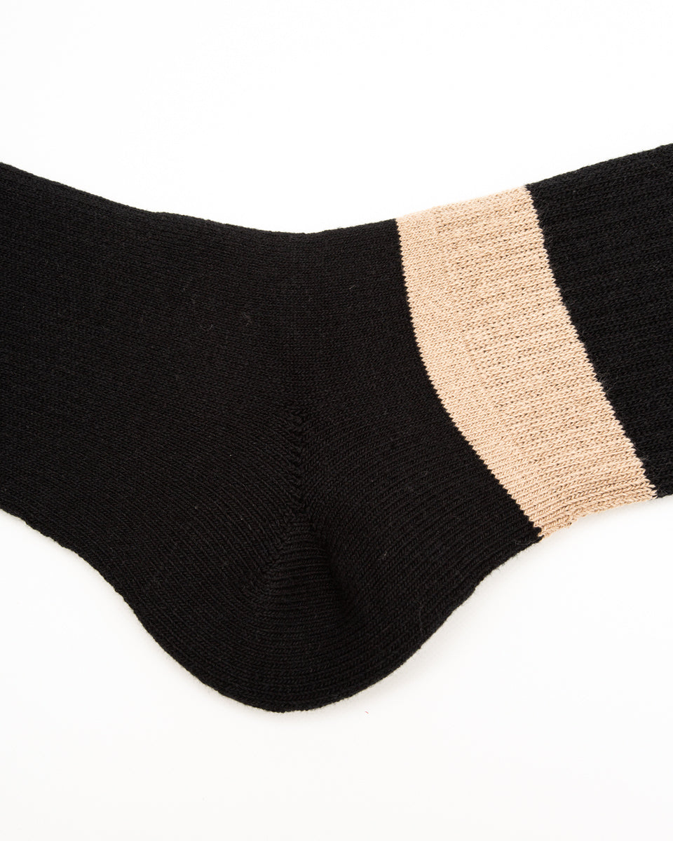 Black Sign Wide Border BS Fit Boot Socks - Midnight Black x Sand Beige - Standard & Strange
