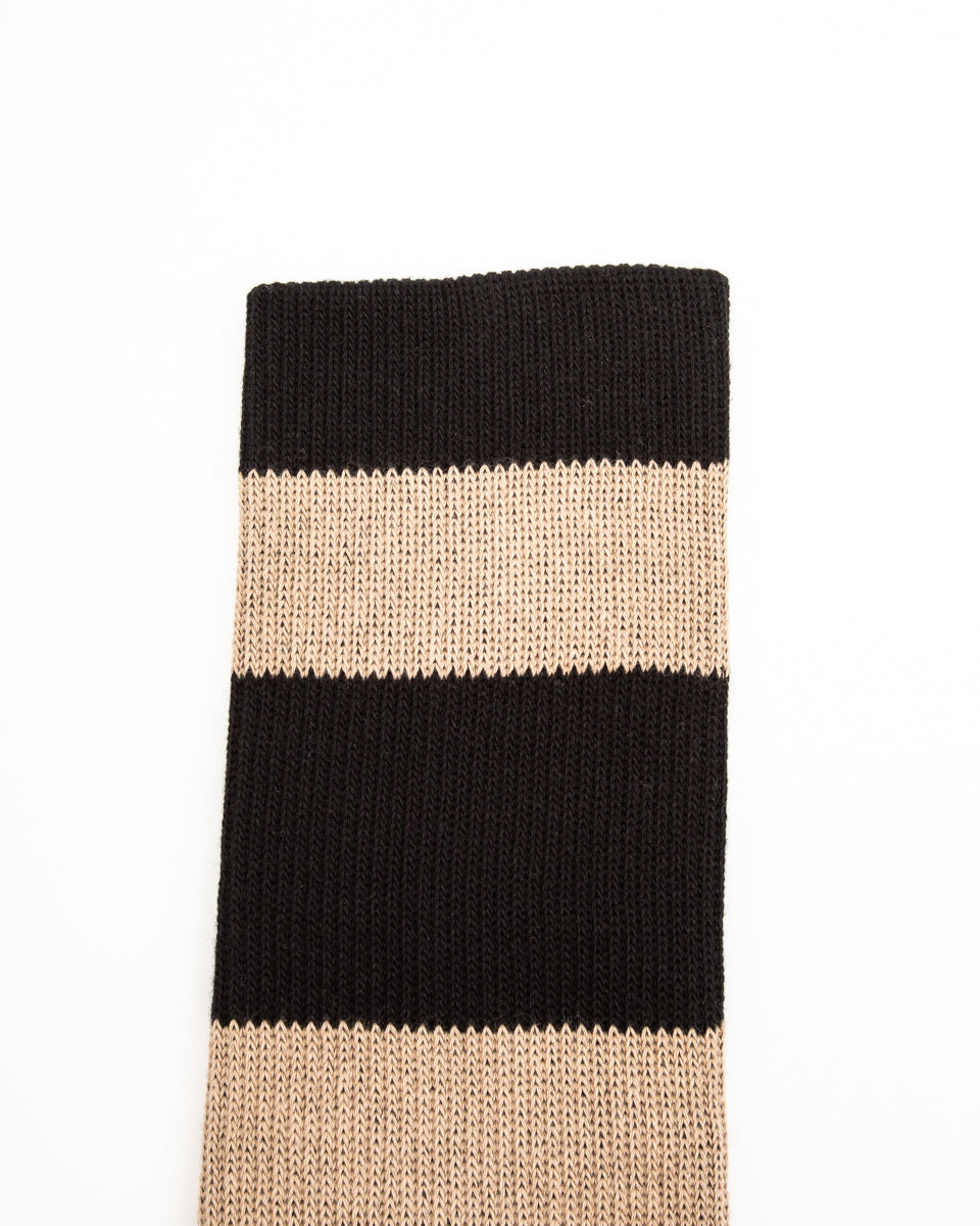 Black Sign Wide Border BS Fit Boot Socks - Midnight Black x Sand Beige - Standard & Strange