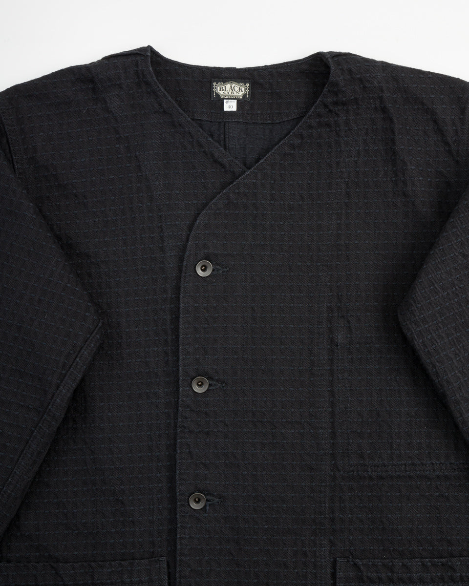 Black Sign "Sashiko" 15.5oz Black Denim Croft Jacket - Midnight Black - Standard & Strange