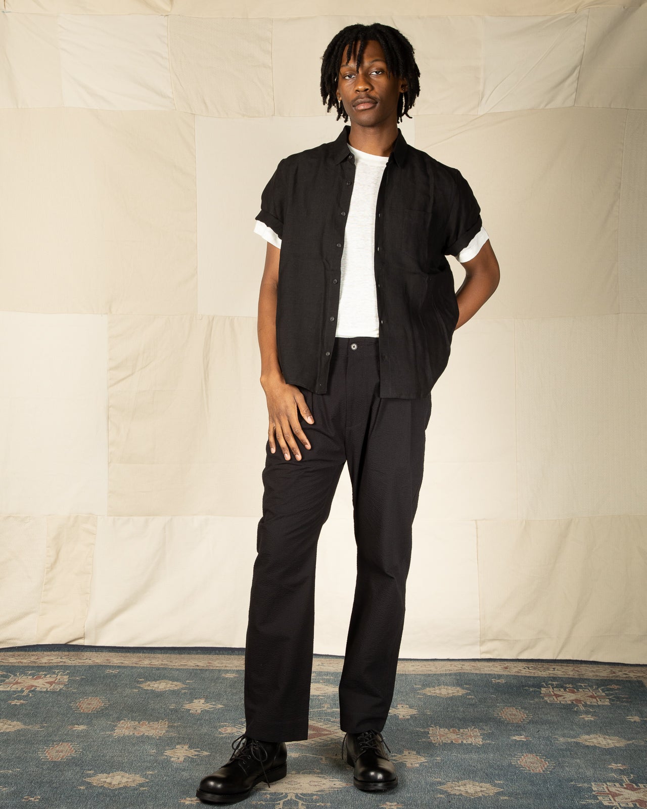 Blluemade Short Sleeve Shirt - Lightweight Black Belgian Linen - Standard & Strange