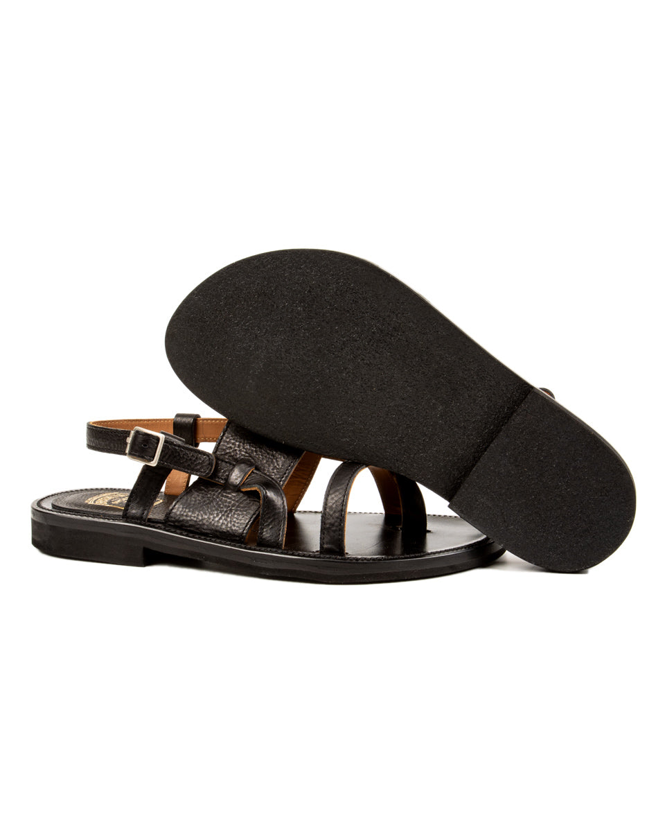 Bruschetta Shoes Malheur Sandal - Black Vachetta Leather - Standard & Strange