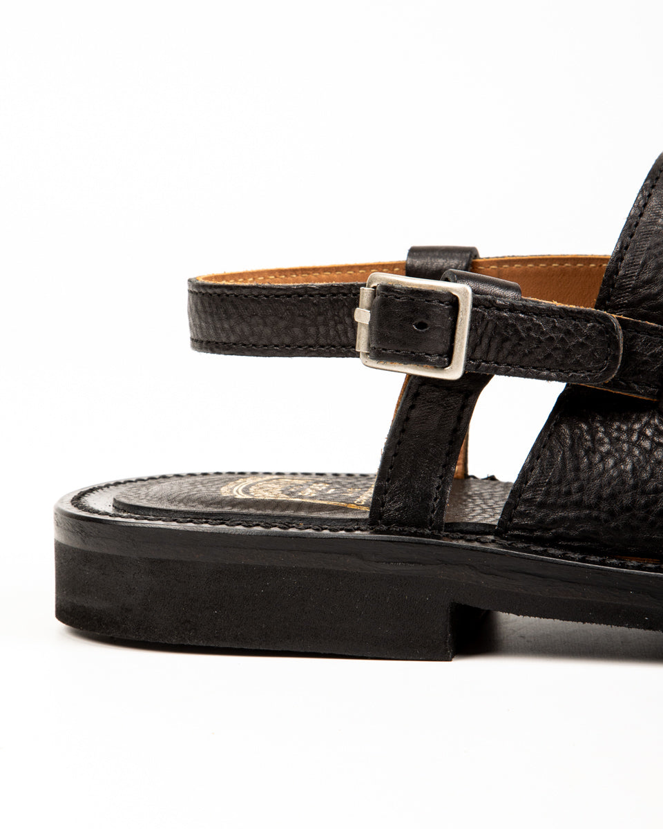 Bruschetta Shoes Malheur Sandal - Black Vachetta Leather - Standard & Strange