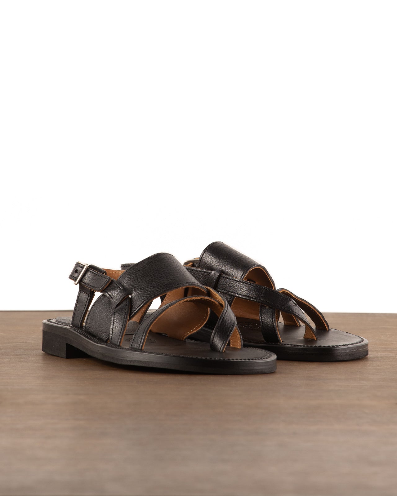 Bruschetta Shoes Malheur Sandal - Black Vachetta Leather 