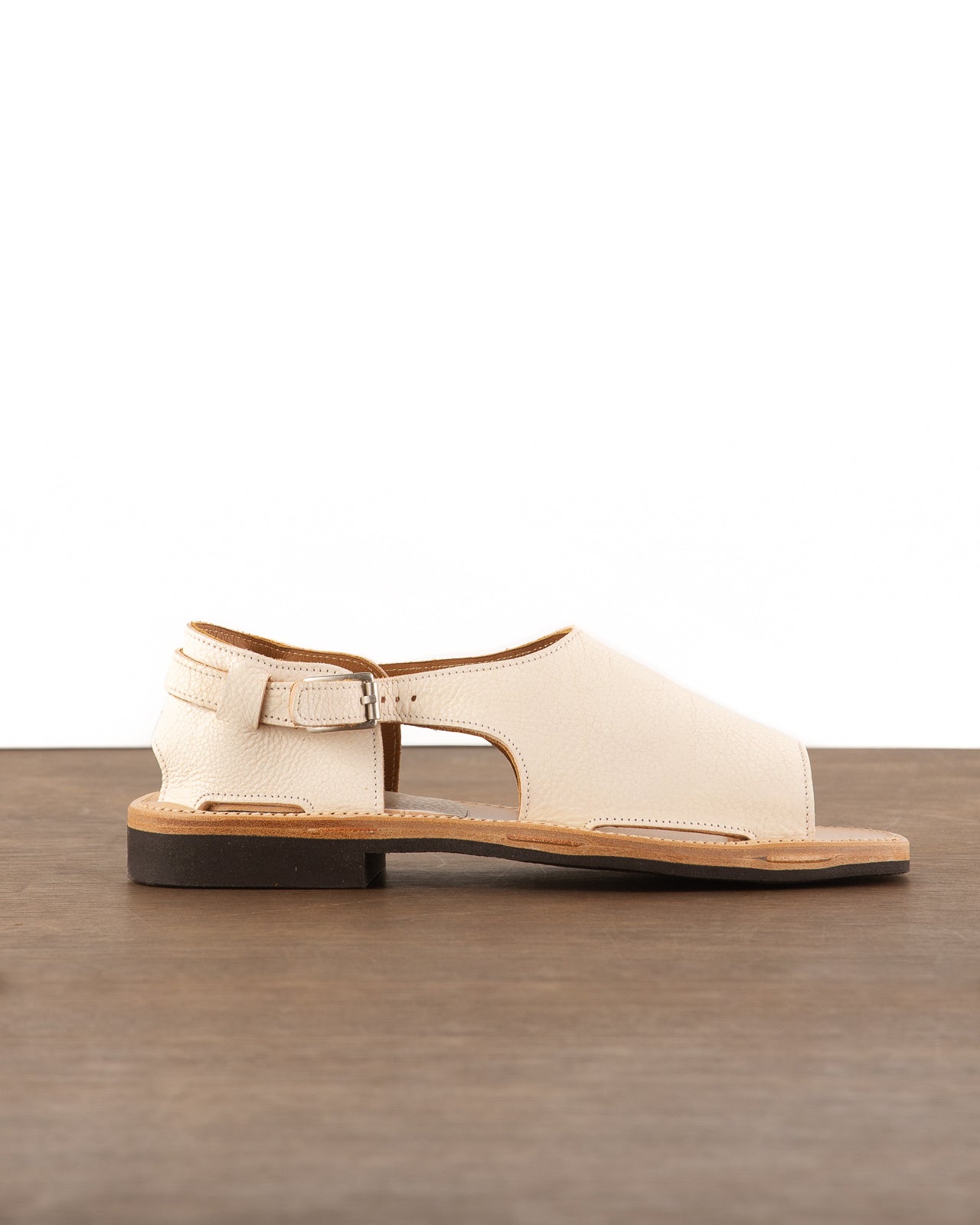 Bruschetta Shoes Toluca Sandal - White Vachetta Leather - Standard & Strange