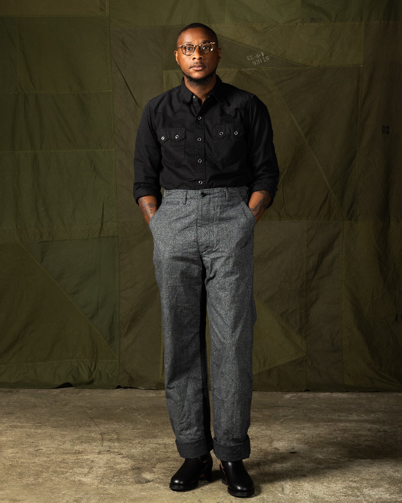Bryceland's Co Army Chinos - Salt & Pepper (Washed) - Standard & Strange