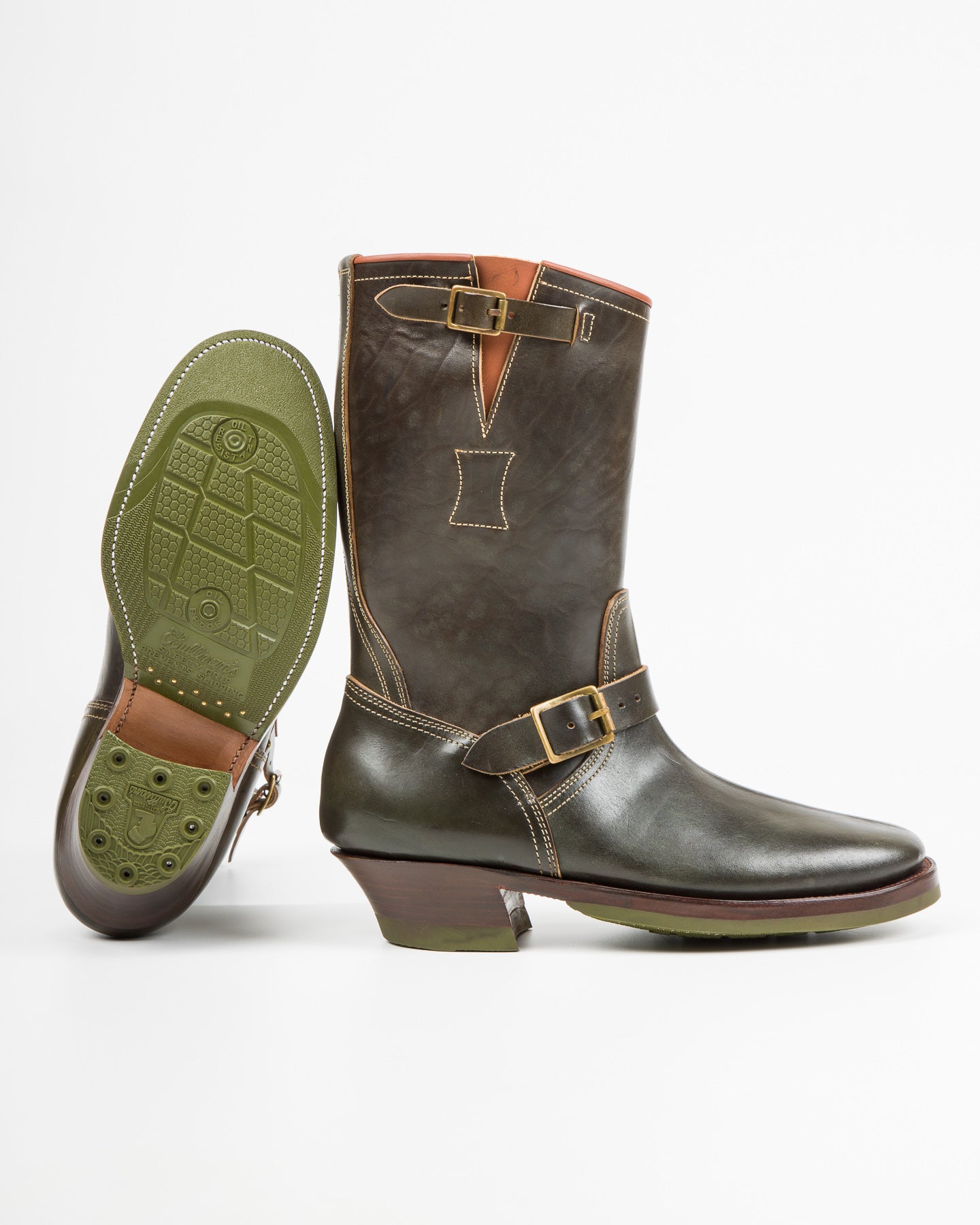 Clinch Boots Engineer Boots - Green Overdyed Horsebutt - CN Wide Last - Standard & Strange