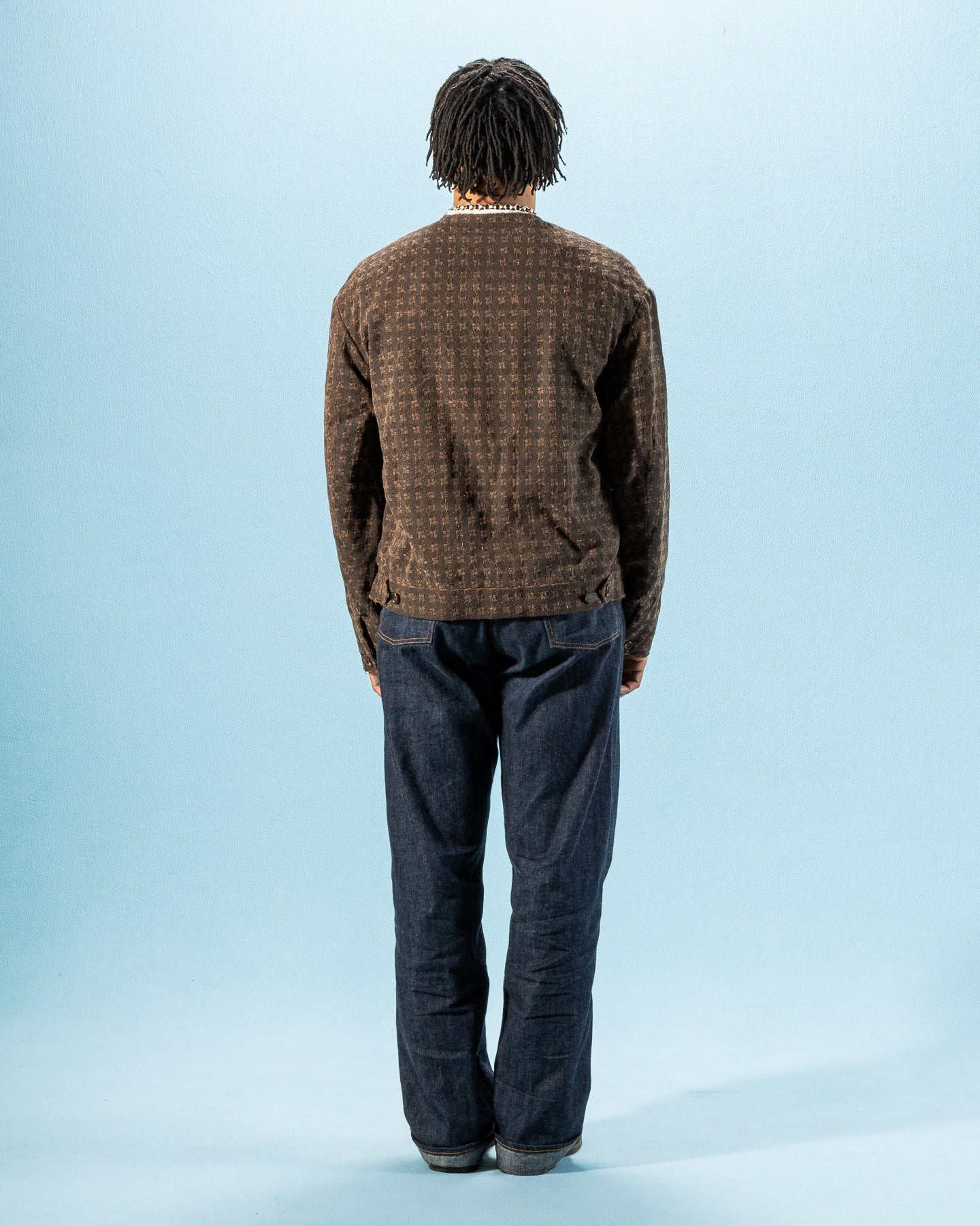 Monad London Collarless Rouach Jacket - Mud Dyed Tussah Silk Brown - Standard & Strange