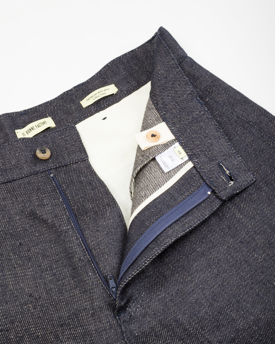 De Bonne Facture Balloon Trousers - Indigo Blue Linen Denim - Standard & Strange