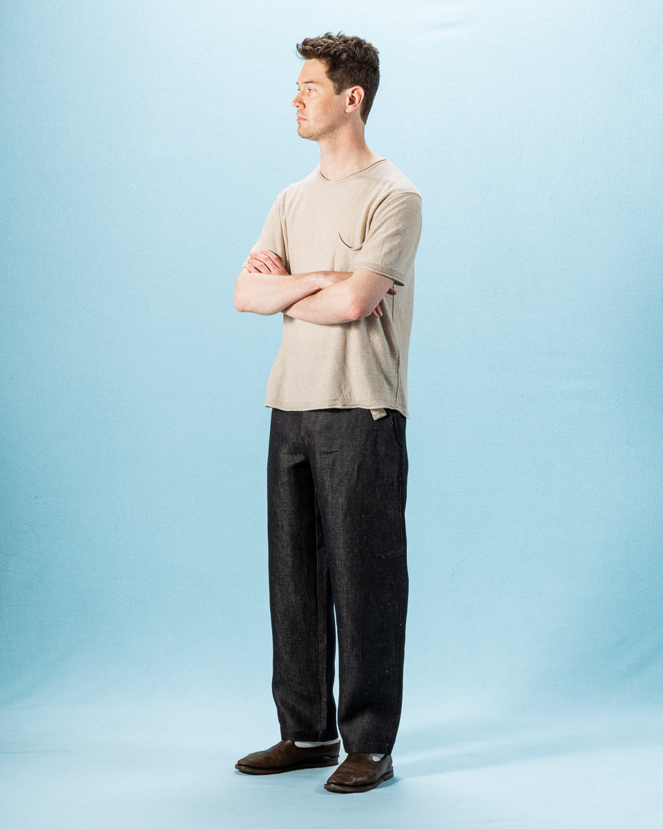 De Bonne Facture Balloon Trousers - Indigo Blue Linen Denim - Standard & Strange