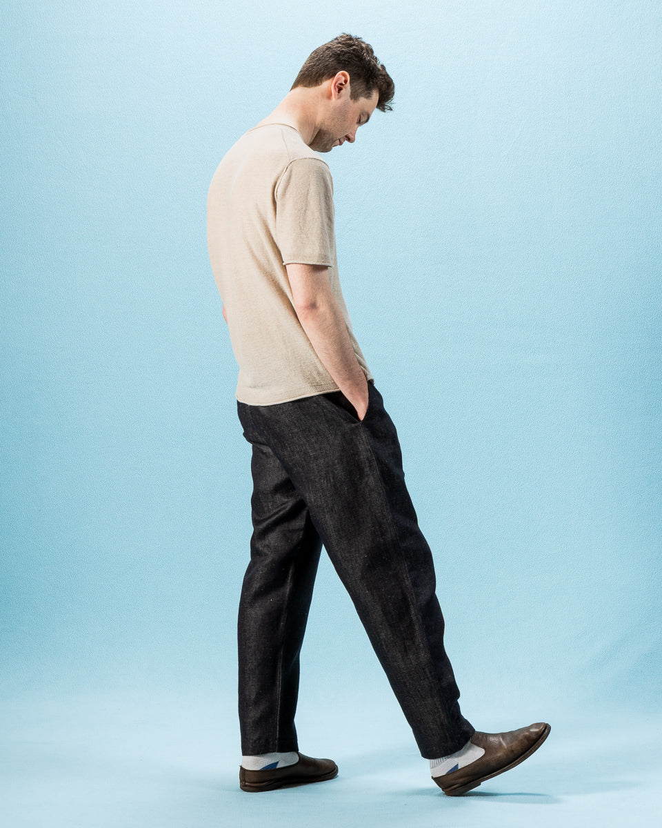 De Bonne Facture Balloon Trousers - Indigo Blue Linen Denim - Standard & Strange