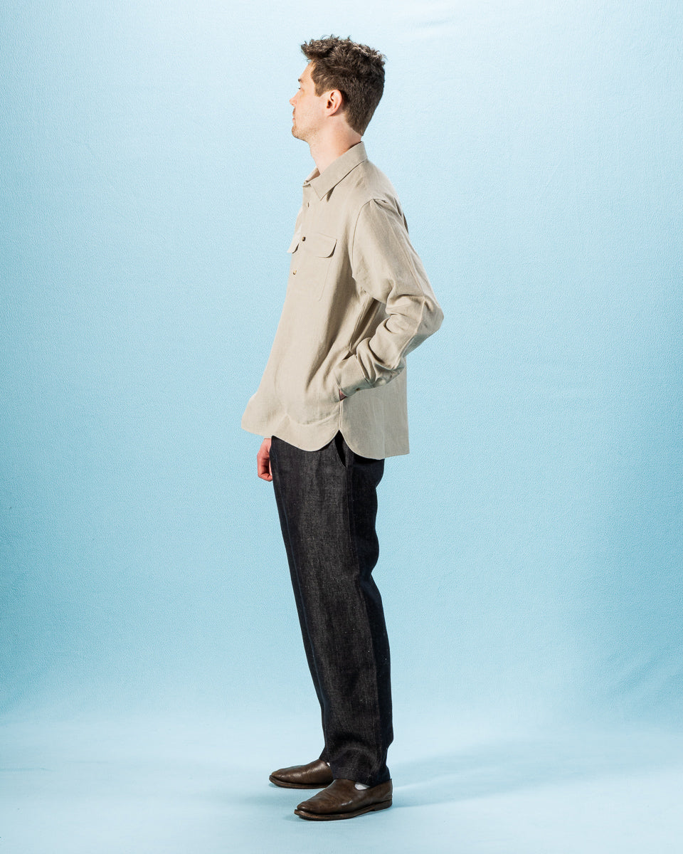 De Bonne Facture Two Pocket Overshirt - Undyed Flax Belgian Linen - Standard & Strange