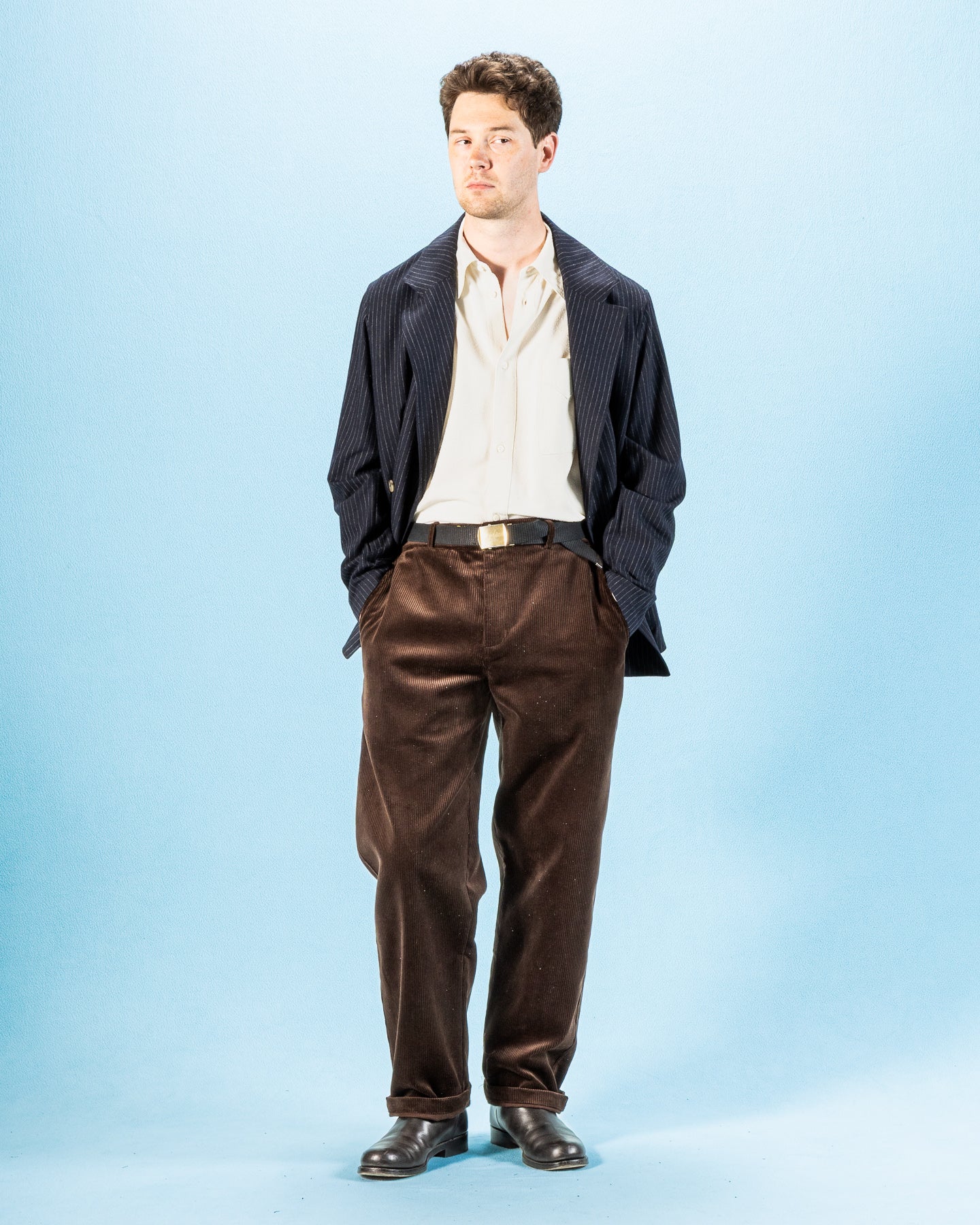 De Bonne Facture Double Breasted Jacket - Navy Pinstripe - Standard & Strange