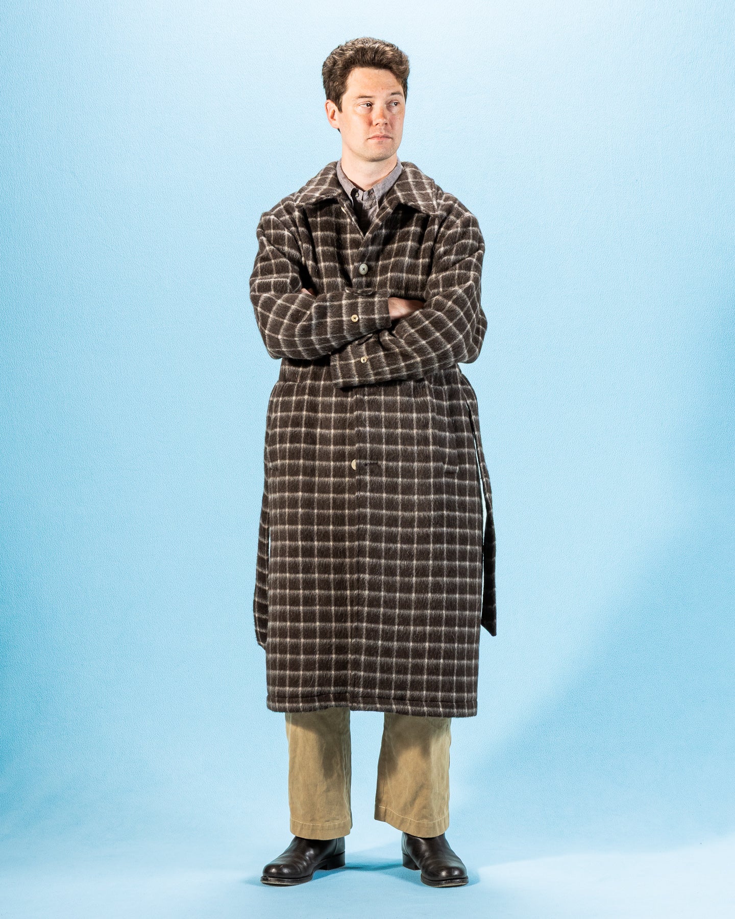 De Bonne Facture Overcoat - Brown Windowpane Check - Standard & Strange