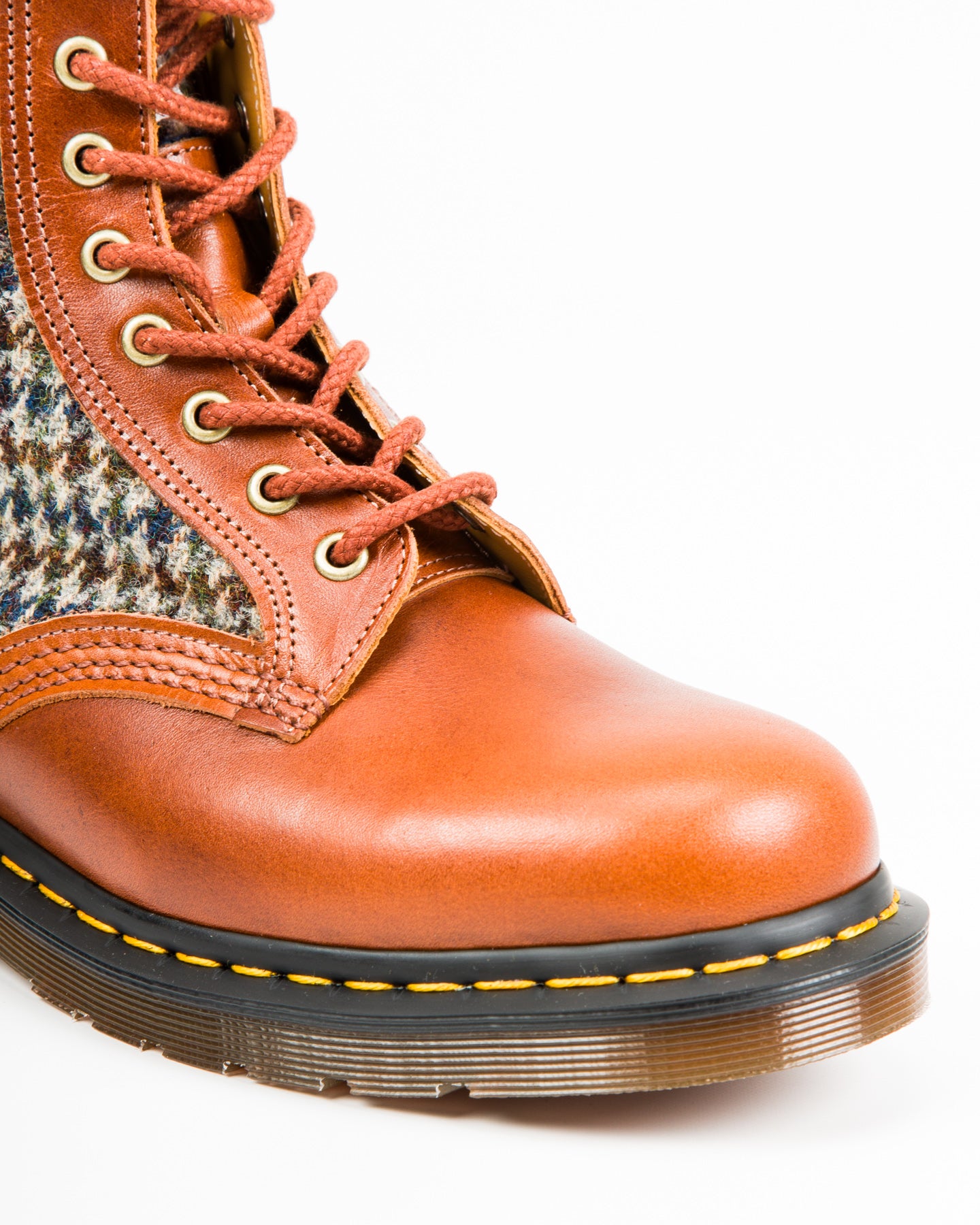 Dr. Martens 1460 Made in England Lace Up Boots - Amber Tan + Harris Tweed - Standard & Strange