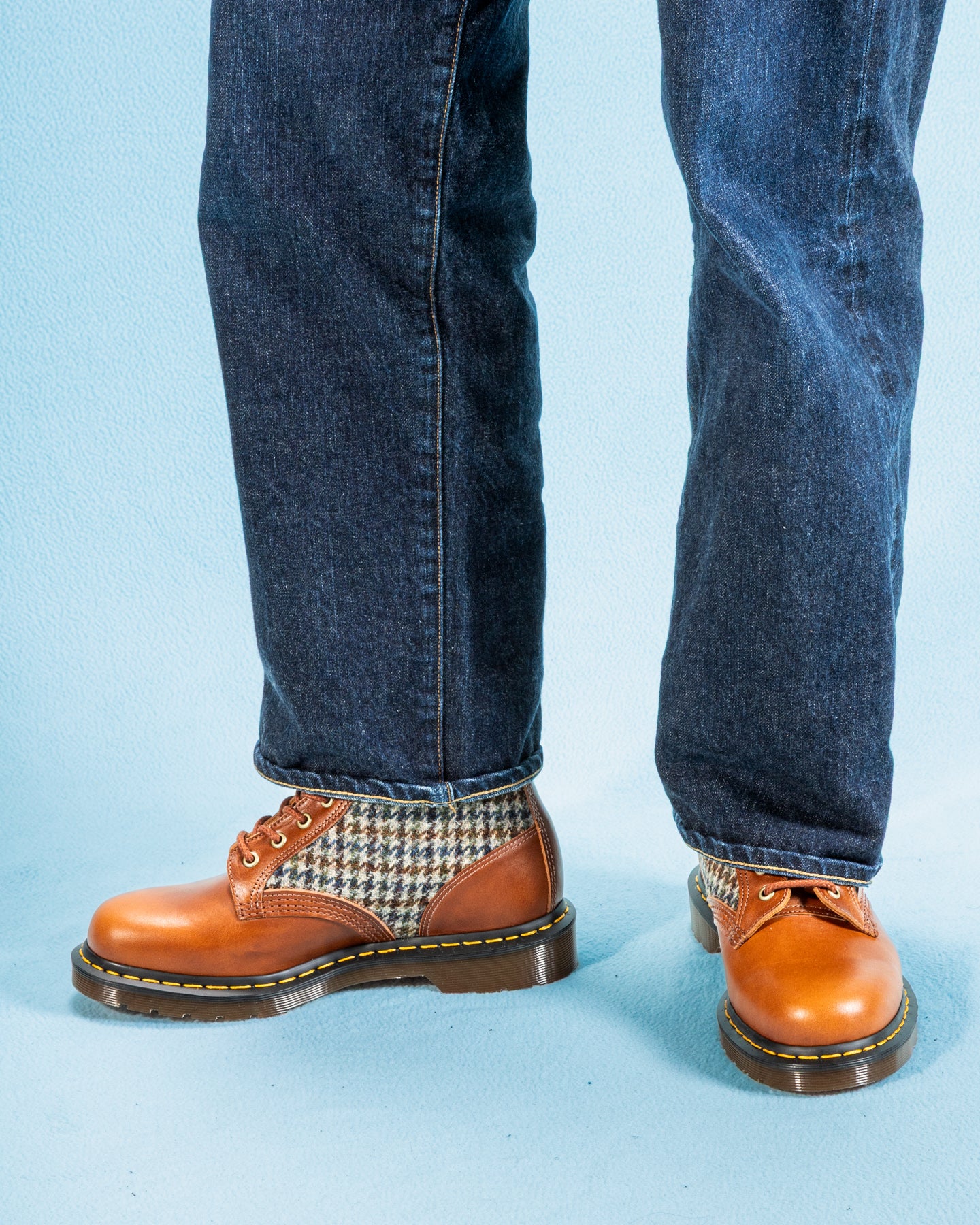 Dr. Martens 1460 Made in England Lace Up Boots - Amber Tan + Harris Tweed - Standard & Strange