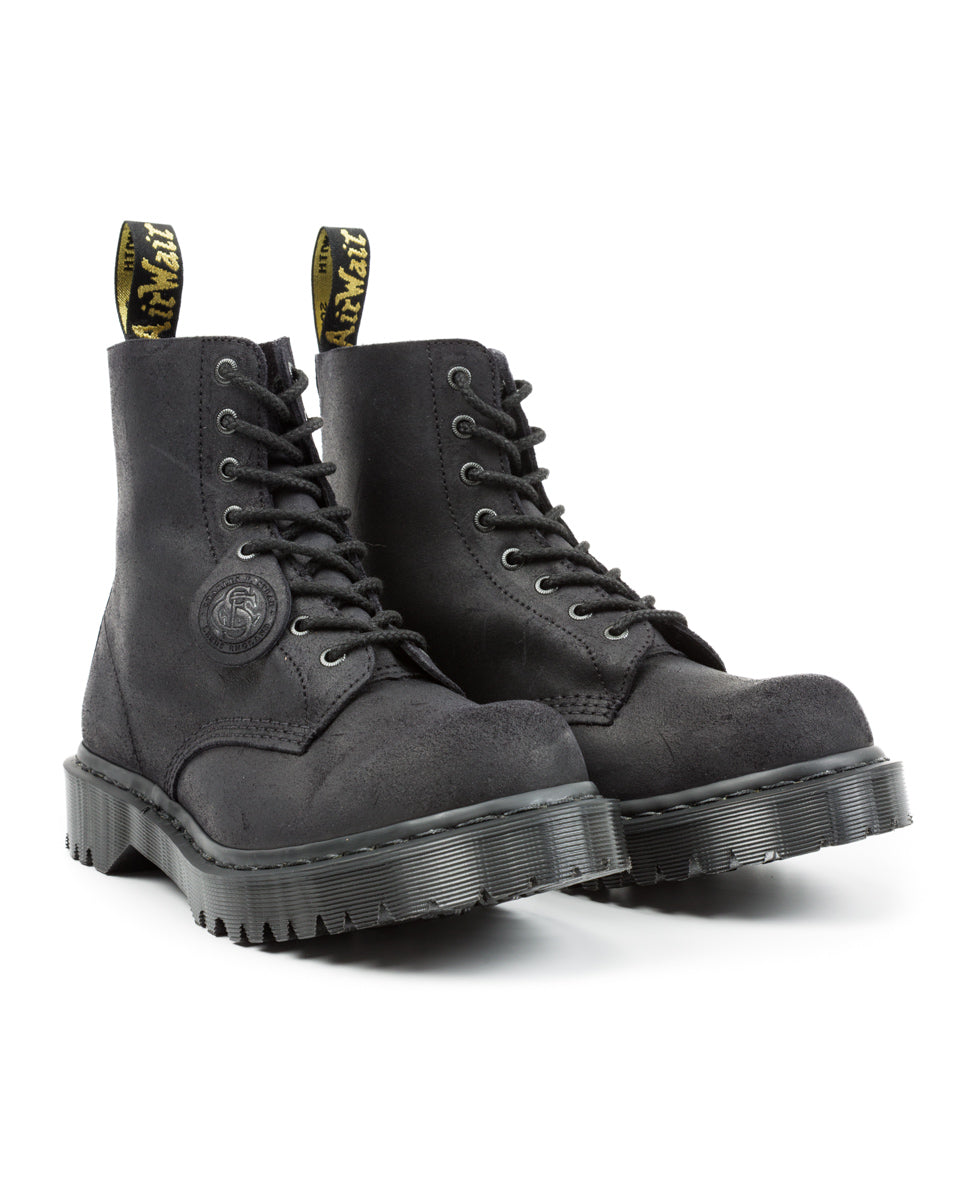 Dr. Martens 1460 Made in England Lace Up Boots - Black Waxy Commander - Standard & Strange