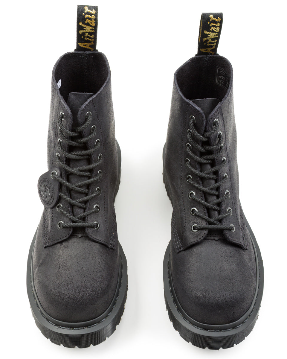 Dr. Martens 1460 Made in England Lace Up Boots - Black Waxy Commander - Standard & Strange