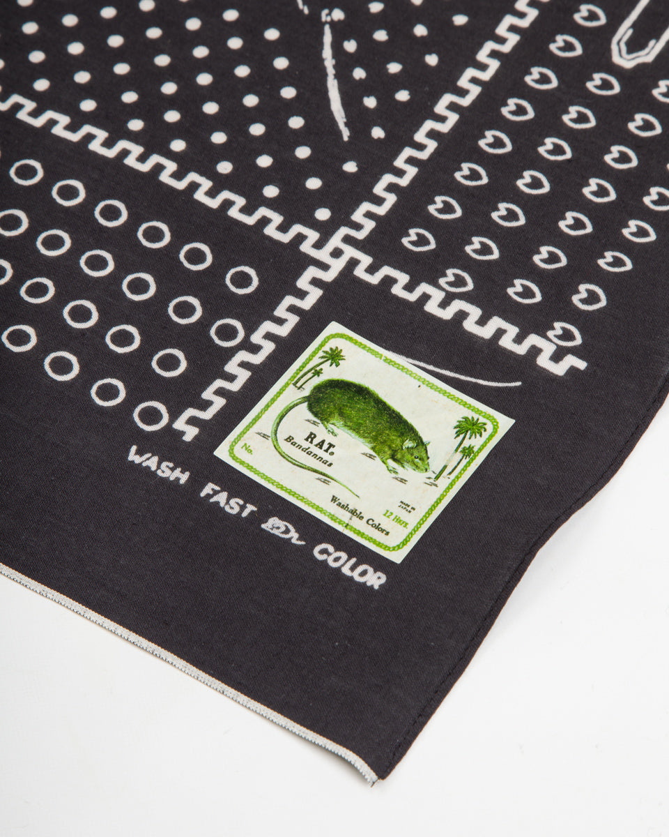 Kapital Fastcolor Selvedge Bandanna (Mirrored Fuji PROFILE RAINBOWY) - Black - Standard & Strange