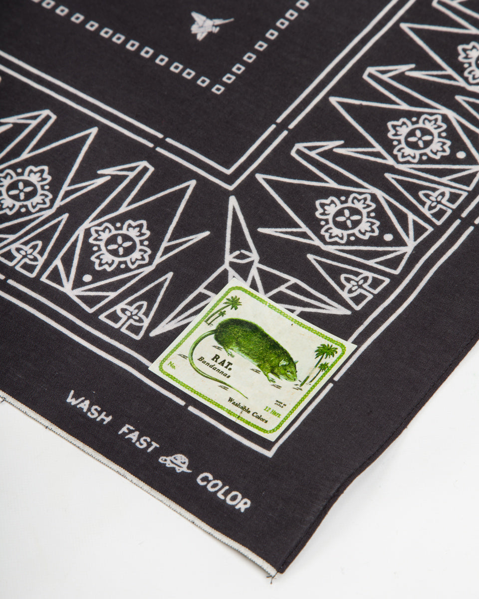 Kapital Fastcolor Selvedge Bandanna (ORIGAMI) - Black - Standard & Strange
