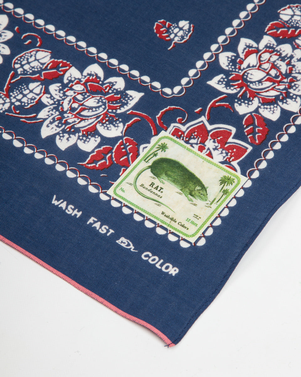 Kapital Fastcolor Selvedge Bandanna (ROCKWELL FLOWER) - Navy - Standard & Strange