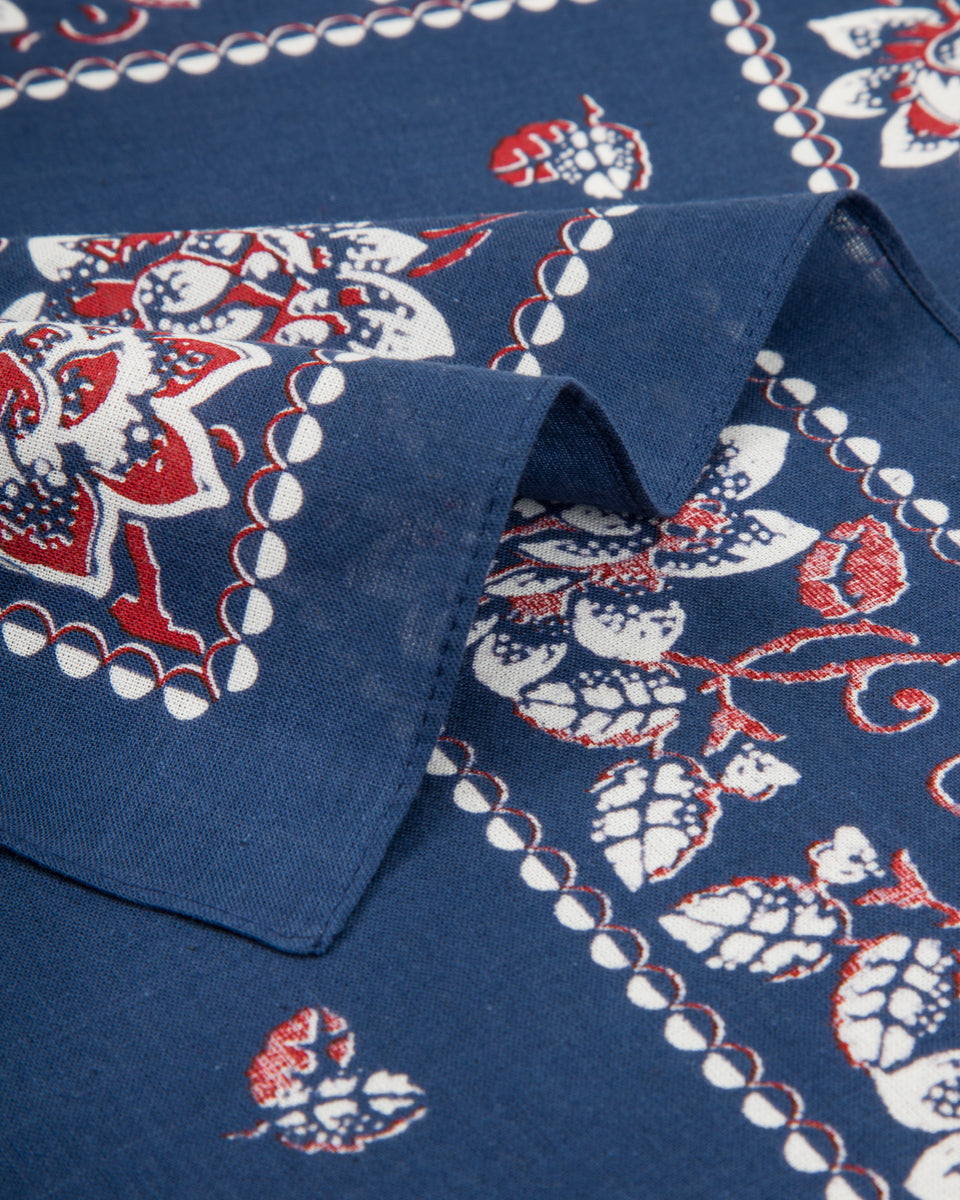 Kapital Fastcolor Selvedge Bandanna (ROCKWELL FLOWER) - Navy - Standard & Strange