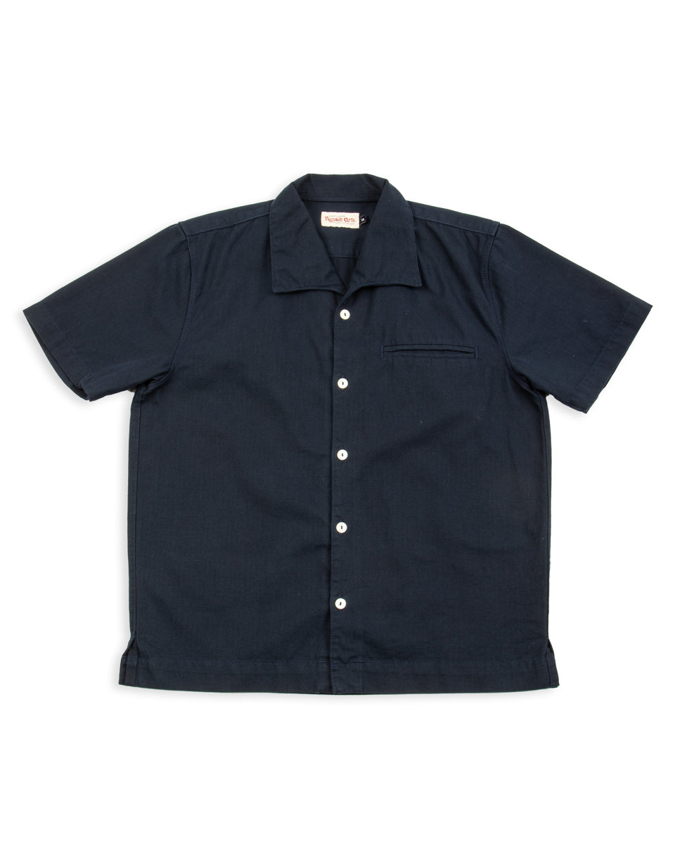 Freenote Cayucos S/S Shirt - Navy Herringbone - Standard & Strange