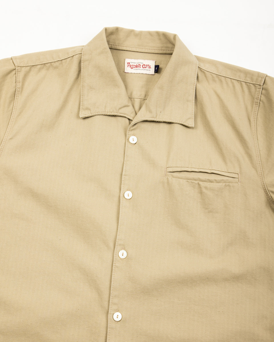 Freenote Cayucos S/S Shirt - Tan Herringbone - Standard & Strange