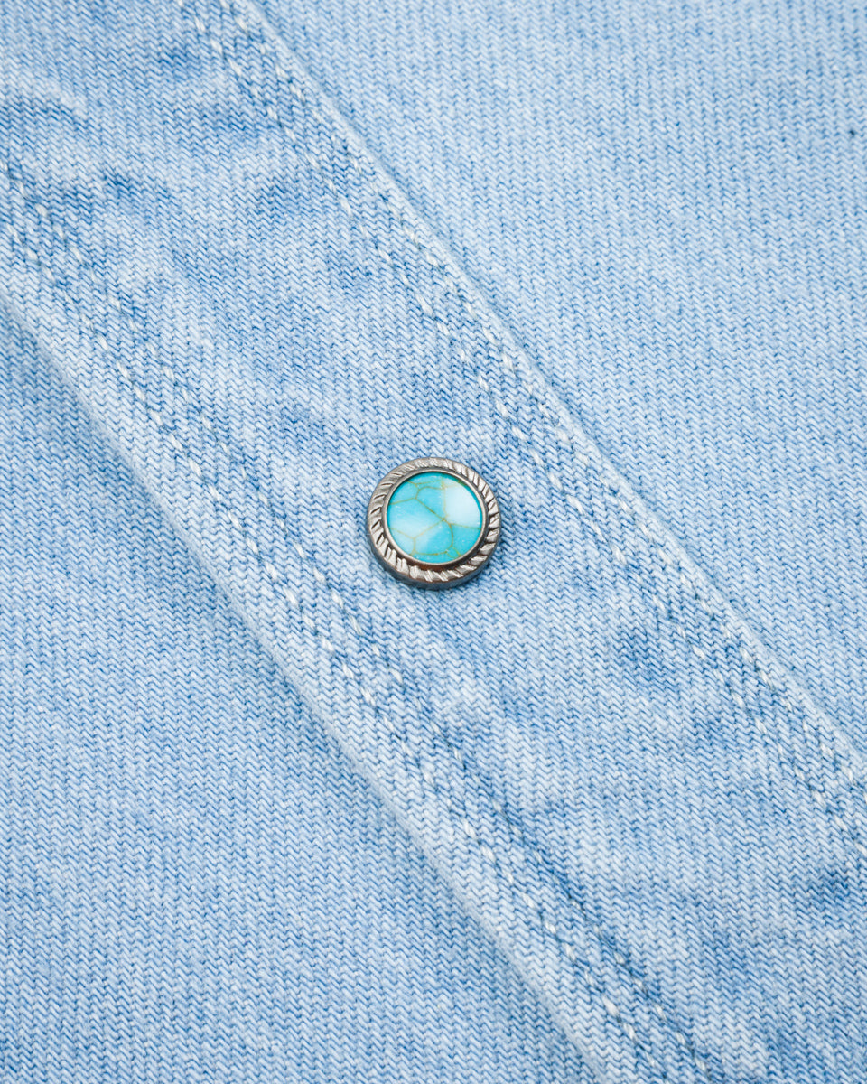 Freenote Modern Western Shirt - 11oz Bleached Denim / Turquoise - Standard & Strange