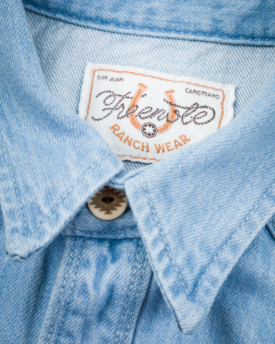 Freenote Modern Western Shirt - 11oz Bleached Denim / Turquoise - Standard & Strange