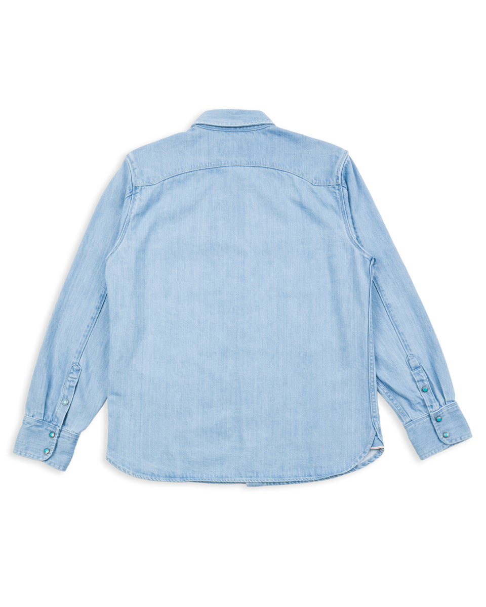 Freenote Modern Western Shirt - 11oz Bleached Denim / Turquoise - Standard & Strange