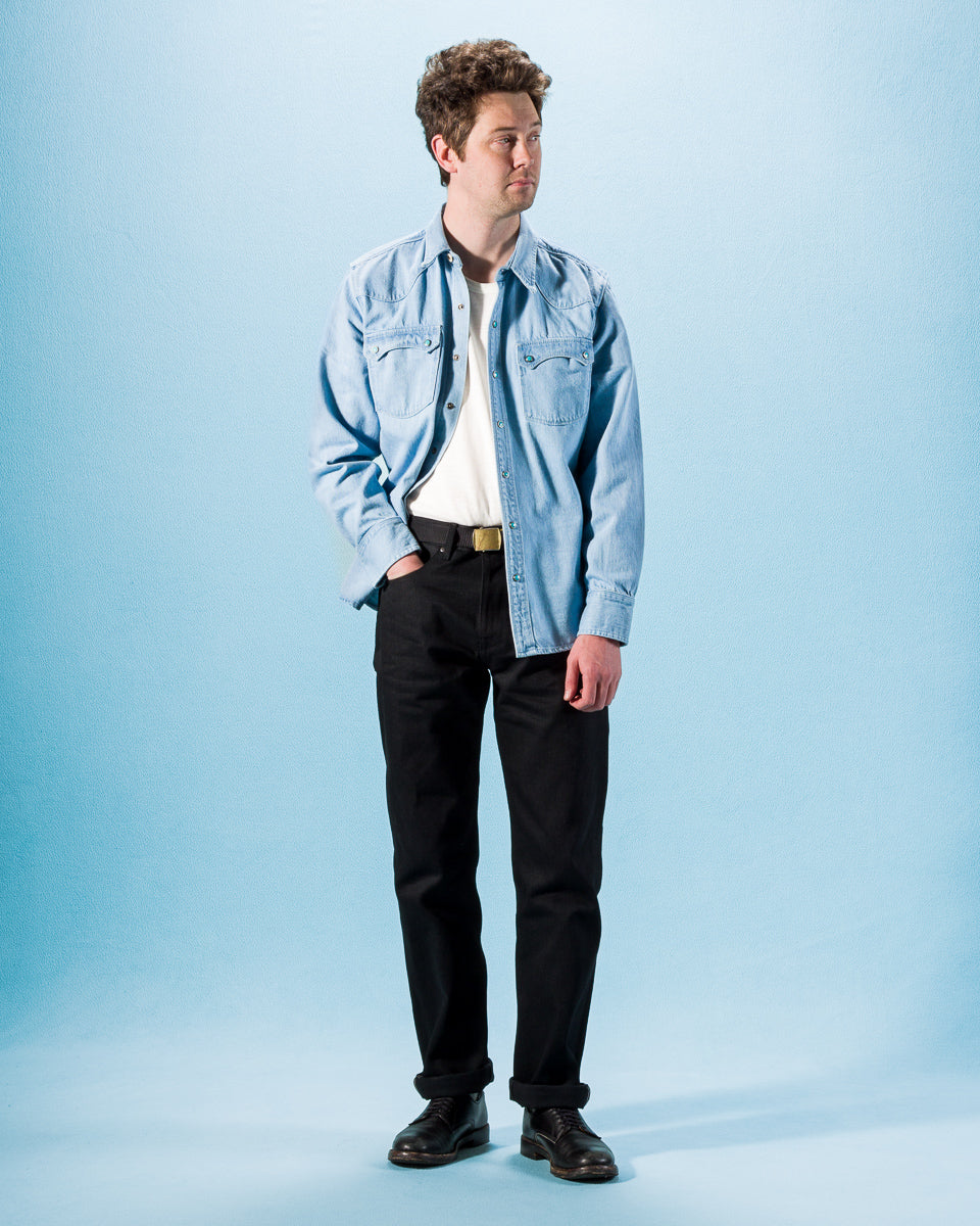 Freenote Modern Western Shirt - 11oz Bleached Denim / Turquoise - Standard & Strange